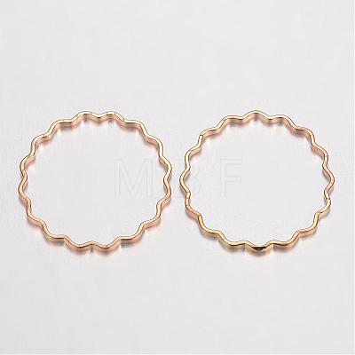 Brass Linking Wavy Rings KK-D522-13-1