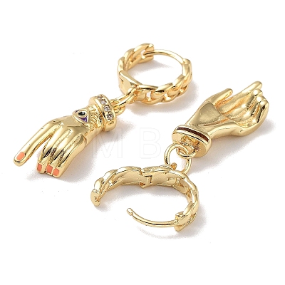Real 18K Gold Plated Brass Dangle Hoop Earrings EJEW-L269-015G-1