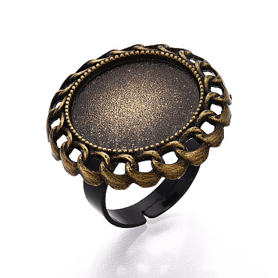 Adjustable Alloy & Iron Bezel Cup Ring Base with Rotatable Tray MAK-T012-14AB-1