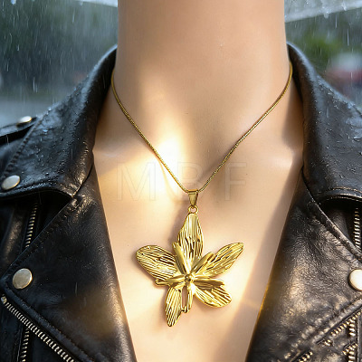 304 Stainless Steel Flower Pendant Necklaces for Women WG3AB0D-01-1