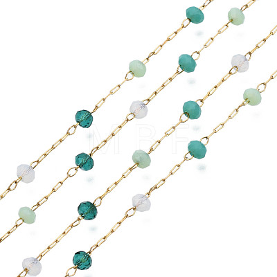 Glass Faceted Round Beaded Chains CHS-N003-07-1