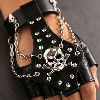 Punk Alloy Skull PU Leather Hand Harness WGCFF43-04-1