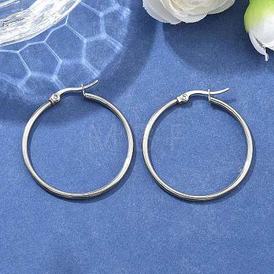 Tarnish Resistant 304 Stainless Steel Hoop Earrings X-EJEW-F105-08P-1