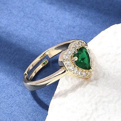 Brass Micro Pave Clear Cubic Zirconia Cuff Open Rings CU-CBA5C10-16G-1