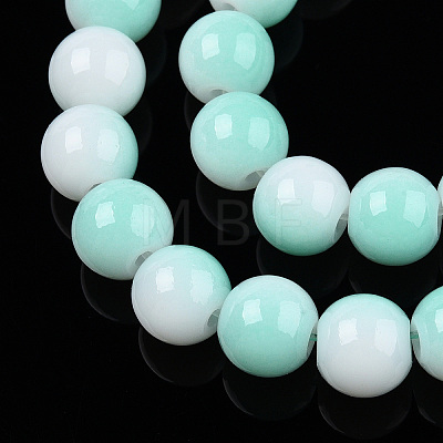 Two Tone Opaque Baking Painted Glass Beads Strands DGLA-Q027-8mm-05-1