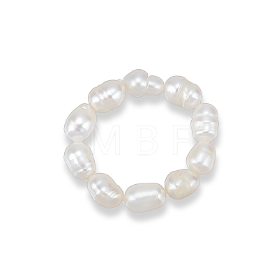 1Pc Natural Pearl Beaded Stretch Finger Ring for Women RJEW-AN0001-02-1