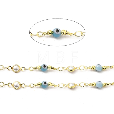 Handmade Brass Glass Link Chain CHC-I045-25G-1