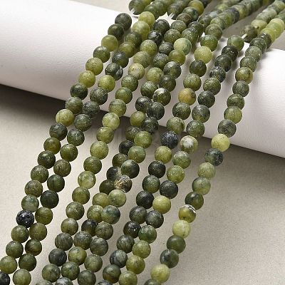 Round Frosted Natural TaiWan Jade Bead Strands G-M248-4mm-02-1