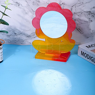 DIY Flower Shape Desk Mirror Frame Silicone Molds DIY-E043-01-1
