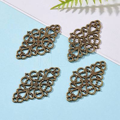 Tibetan Style Alloy Rhombus Filigree Joiners Links TIBE-5377-AB-FF-1