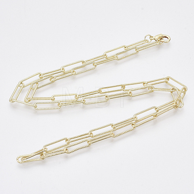 Brass Textured Paperclip Chain Necklace Making MAK-S072-01B-LG-1