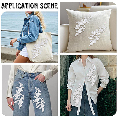 2Pairs Leaves Polyester Embroidery Ornaments Accessories DIY-GF0014-46A-1