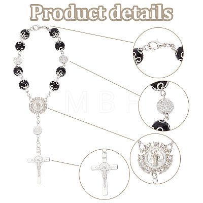 GOMAKERER 6Pcs 6 Colors Glass Pearl Rosary Bead Bracelets Set BJEW-GO0001-01-1