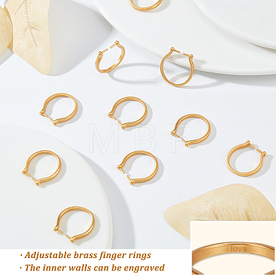 10Pcs Adjustable Brass Finger Rings Components KK-AR0002-62-1