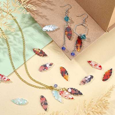   30Pcs 5 Colors Cellulose Acetate(Resin) Pendants KY-PH0001-35-1