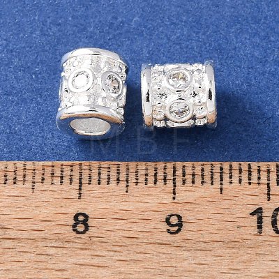Brass Micro Pave Clear Cubic Zirconia European Beads KK-C157-28S-1