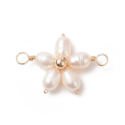 Natural Cultured Freshwater Pearl Connector Charms PALLOY-JF02025-1