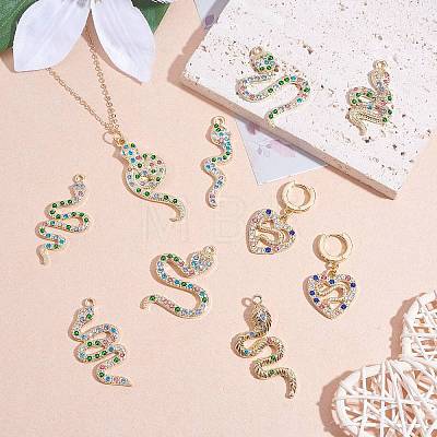 16 Pieces Alloy Snake Charms Pendant Cubic Zirconia Snake Charm Animal Pendant Mixed Color for Jewelry Necklace Earring Making Crafts JX732A-1