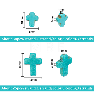 6 Strands 2 Style 3 Colors Synthetic Turquoise Beads Strands TURQ-AR0001-26-1
