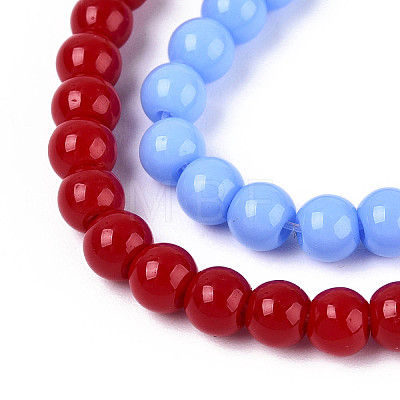 Opaque Solid Color Glass Beads Strands GLAA-N058-8mm-A01-1
