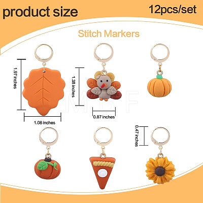 Thanksgiving Day Theme Handmade Polymer Clay Pendant Locking Stitch Markers HJEW-SW00030-1