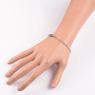 Heart 304 Stainless Steel Link Bracelets BJEW-JB01929-1