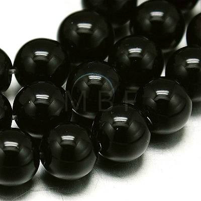 Natural Black Onyx Round Beads Strand X-G-L087-12mm-01-1