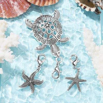 Starfish & Tortoise Alloy Pendant Decorations HJEW-JM01368-1