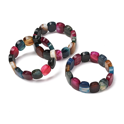 Oval Natural Banded Agate(Dyed & Heated) Beaded Stretch Bracelets for Women Men GG-CBA9ACE-A13-1