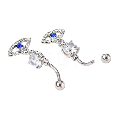 Evil Eye Drop Belly Button Rings for Women AJEW-C010-01P-1