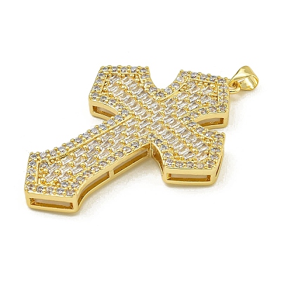 Rack Plating Brass Pave Cubic Zirconia Pendants KK-U029-02G-04-1