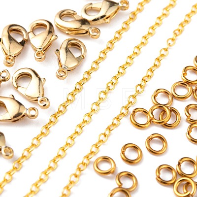 DIY 3m Oval Brass Cable Chains Necklace Making Kits DIY-FS0001-21G-1