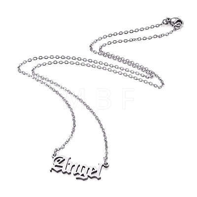 Kissitty 6Pcs 6 Style 304 Stainless Steel Word Pendant Necklace NJEW-KS0001-06P-1