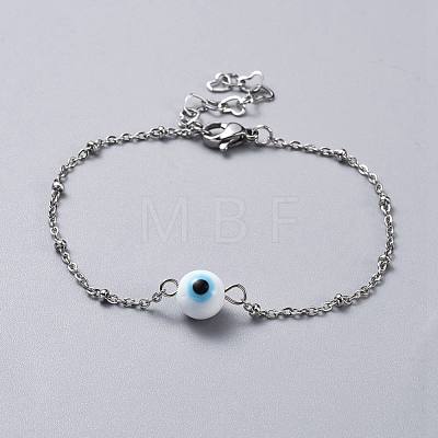 Handmade Lampwork Evil Eye Beads Beaded Bracelets BJEW-JB04462-01-1