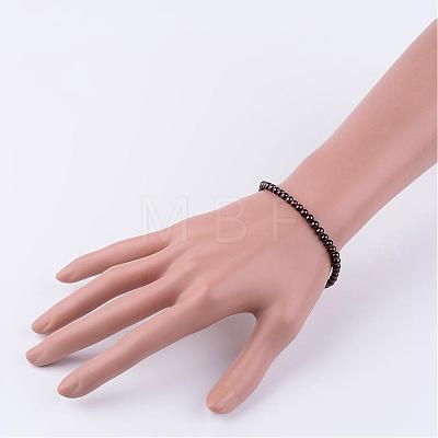 Nature Garnet Beaded Stretch Bracelets BJEW-JB02459-05-1
