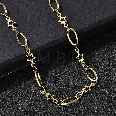 304 Stainless Steel Star Link Chain Necklaces for Women NJEW-A046-02A-G-1