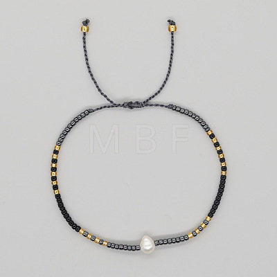 Bohemian Style Glass Seed Bead & Imitation Pearl Beads Braided Bead Bracelets JJ7327-8-1