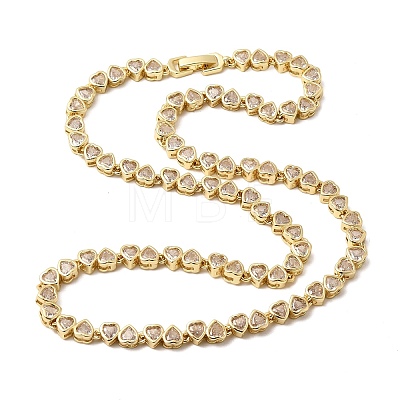 Brass Micro Pave Cubic Zirconia Geometric Tennis Necklaces NJEW-C121-02A-G-1