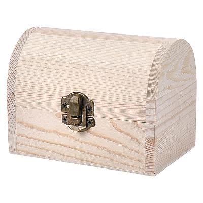 Wood Treasure Chest Storage Boxes with Hinged Lid and Metal Clasps AJEW-GF0014-35A-1
