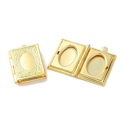 Rack Plating Brass Locket Pendants KK-F090-04G-1