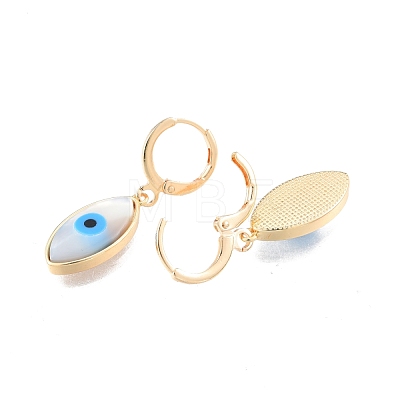 Shell & Synthetic Turquoise Horse Eye Dangle Leverback Earrings EJEW-N012-77-1
