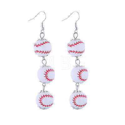 Sports Theme Alloy & Wood Dangle Earrings WGFF172-01-1