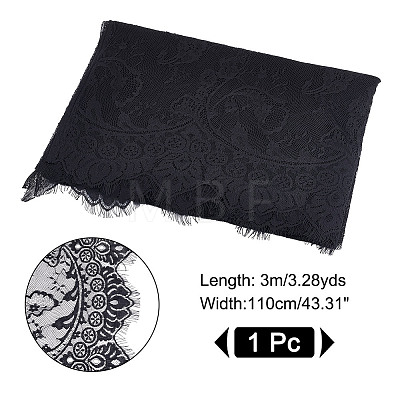 Flower Pattern Polyester Lace Fabric DIY-WH0496-28B-1