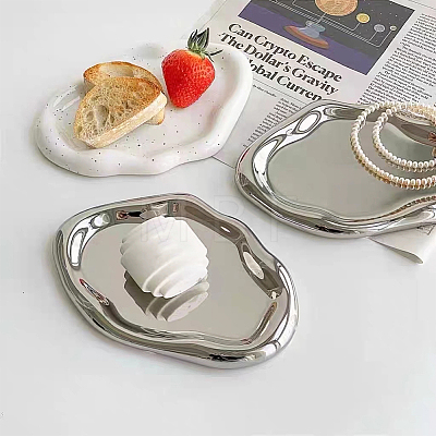 Plating Porcelain Jewelry Display Plate DJEW-WH0039-36-1