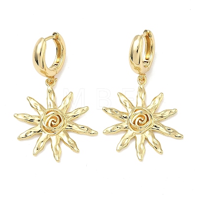 Sun Brass Hoop Earrings EJEW-C181-11G-1