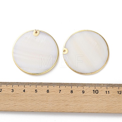 Natural Freshwater Shell Disc Pendants SSHEL-B002-03B-02-1