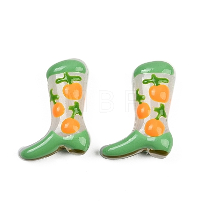 Boot Baking Paint Glass Enamel  Beads LAMP-C020-02H-1