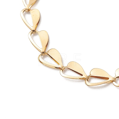 2Pcs 2 Colors 304 Stainless Steel Heart Link Chain Bracelets for Women BJEW-JB13368-1