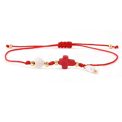 Plastic Imitation Pearl Charm Bracelets GR7958-5-1