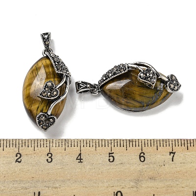 Natural Tiger Eye Horse Eye Pendants G-F766-01AS-08-1